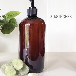 Amber Hand Soap Dispenser: Refillable Plastic Bottle, Modern Farmhouse Decor image 2