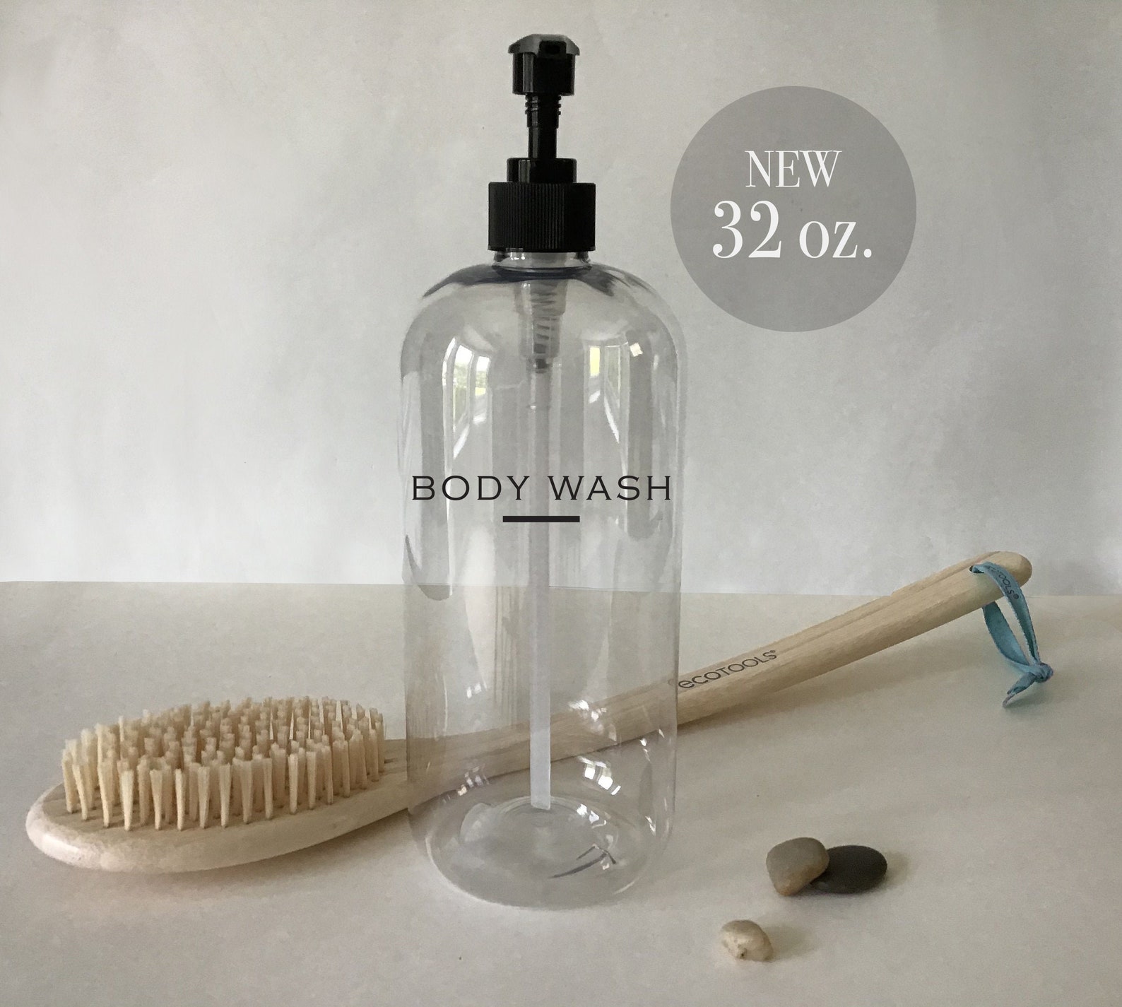 Body Wash 32 ounce Refillable Clear Pump Top Plastic Bottle Etsy