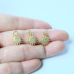 10x10mm Gold Sun Bracelet Charm ,Necklace Pendant, Bails Findings (1 pc)