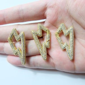 38mmx19mm Thunder Shape Clasp Lock, CZ Micro Pave  Snap Clip lock  (1 PC)