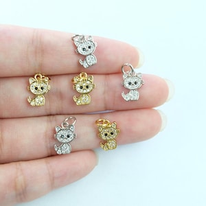 8x12.5mm Cute Dainty Cat Bracelet Charm , pendant, for Jewelry and Accessories