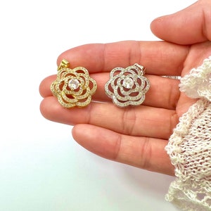 20mm CZ Micro Paved Flower pendant , Perfect for Necklace or Bracelet making . (1 pc)