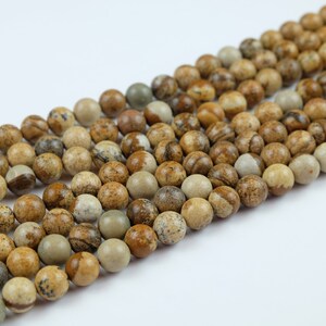 Smooth Picture Jasper Gemstone round loose beads,15.5 inches strand
