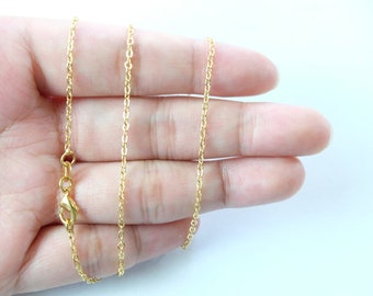 17.7'' 24K Gold Plated Cable Chain necklace, Ready to Use, For pendant charm, necklace making (GC09)