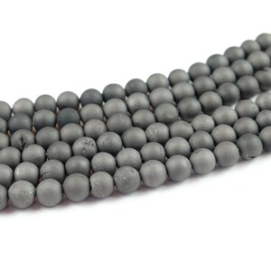 8mm Gray druzy agate Gemstone round loose beads,15 inches full strand