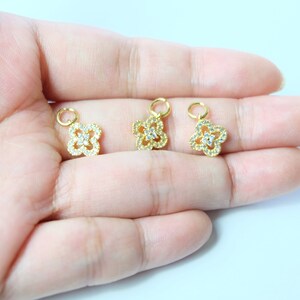 9x11mm Gold Flower Bracelet Charm ,Necklace Pendant, Bails Findings (1 pc)