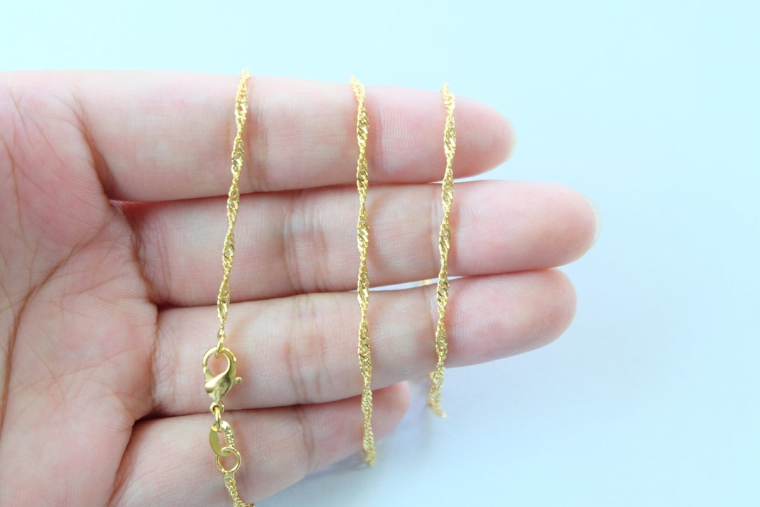 17.7'' Gold Plated Singapore Chain Necklace, Ready to Use, for Pendant