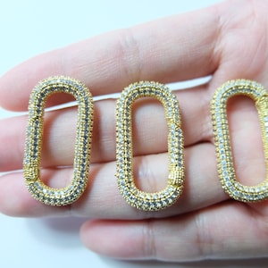 34mmx17mm Oval Shape Clasp Lock, CZ Micro Pave  Snap Clip lock  (1 PC)