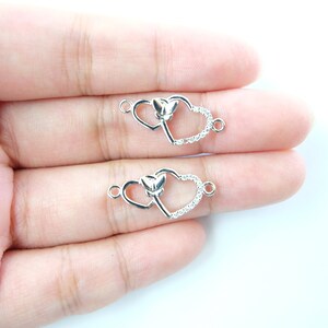 10x22mm Rhinestone  Heart Connectors - Connector Charm - Zircon Beads - Rhinestone Beads - Bracelet Connector