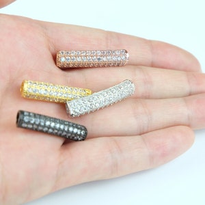 7x27mm Cubic Zirconia Rhinestone Pave Bar Tubes