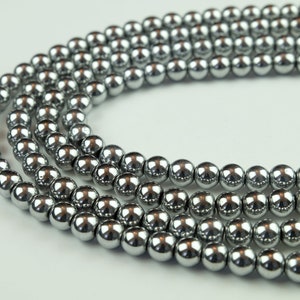 Silver Hematite Smooth Gemstone round loose beads,15.5 inches strand