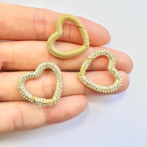 22mmx20mm Heart Shape Clasp Lock, CZ Micro Pave  Snap Clip lock  (1 PC)