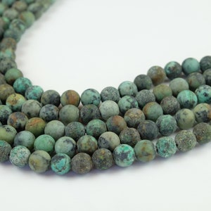 Matte African Turquoise Gemstone round loose beads,15.5 inches strand