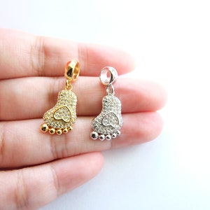 16x11mm Micro Paved Foot print charm/pendant , Perfect for Necklace or Bracelet making .