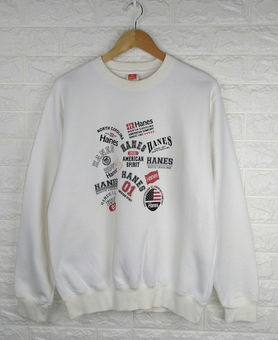 HANES LOGO Vintage 90's Sweatshirt Rare All The Ti