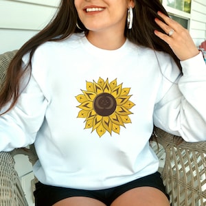 Indigenous Sunflower Crew Neck Coast Salish Sunflower Sweatshirt