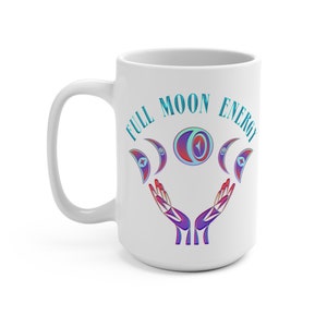 15 oz Full Moon Energy Ceramic Mug Indigenous Artwork Native Gift for Birthdays, Christmas, Mothers Day, Native Owned Business