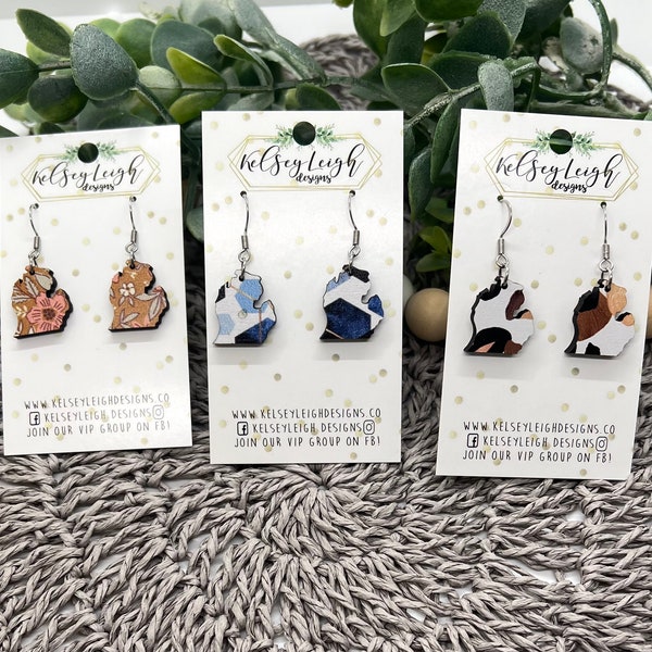 Michigan mitten earrings Lightweight wood earrings stylish earrings laser cut popular style Earrings set glowforge handmade