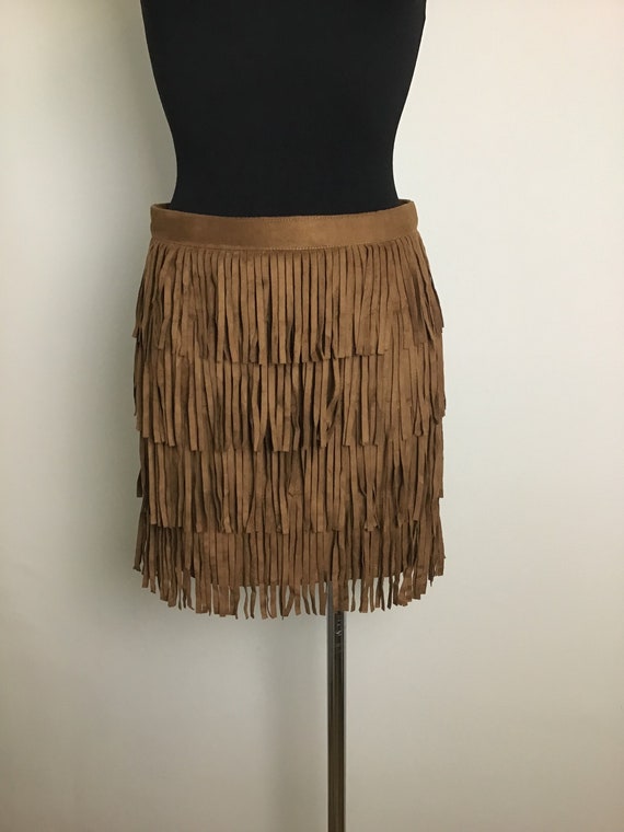 The Cathline Faux Leather Fringe Mini Skirt