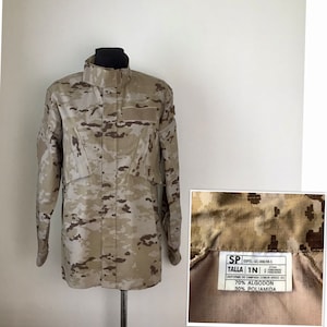 Vintage Original Spanish Army Jacket Shirt Brown- Beige Size 1N (will fit a person 36-38 inch chest up to 180cm. Tall)