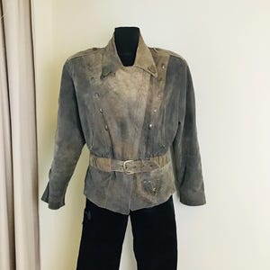 Vintage Women’s Size M-L Brown- Gray Leather Jacket Rocker Style