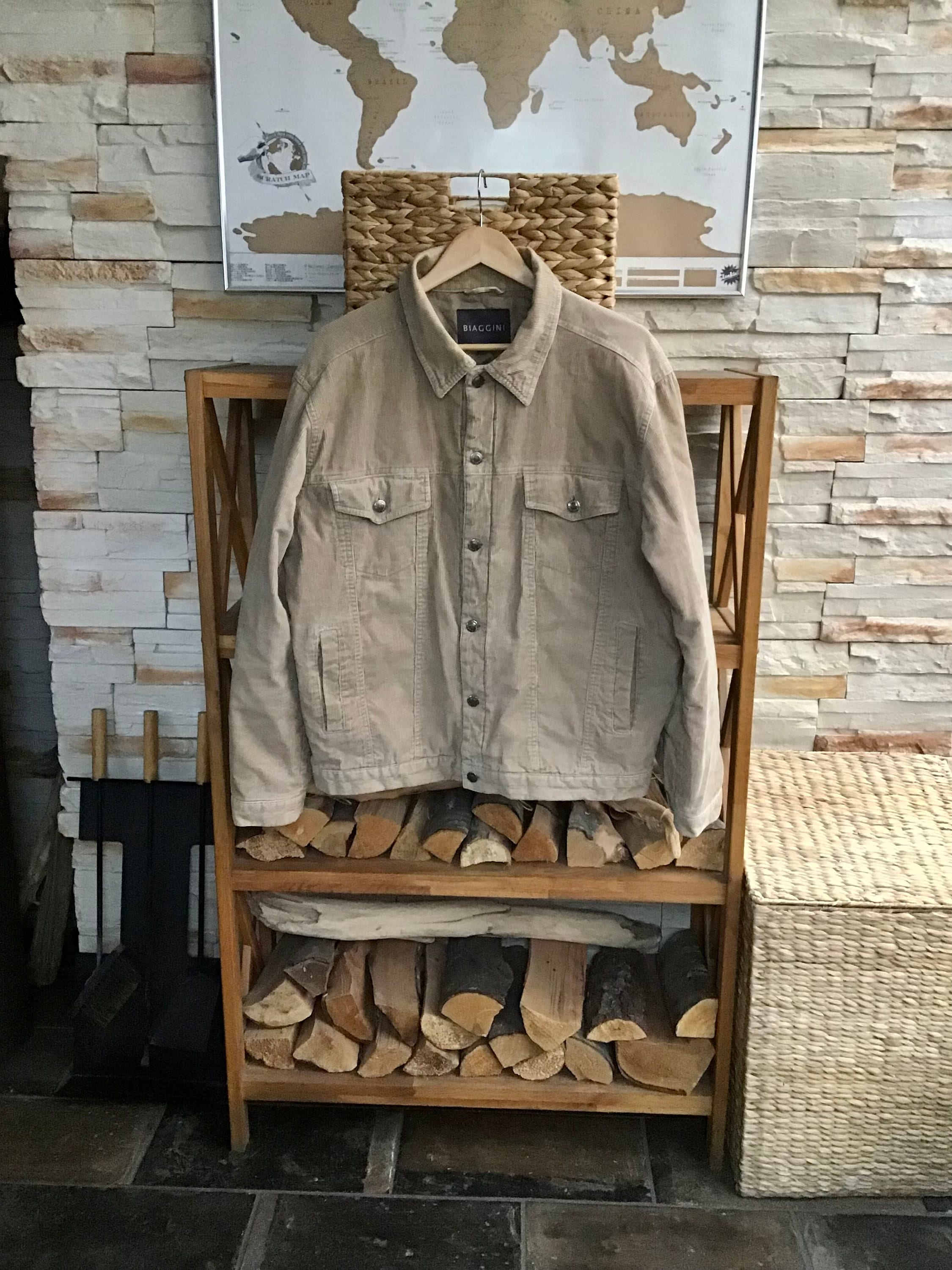 Vintage Herren L Beige Cordjacke Baumwolle Warme Jacke