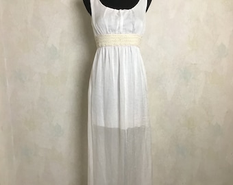 Vintage Size S-M Very Pale Rose Cream Italian Dress High Elastic Waist See-Through Silk Blend & Comfy Stretch Tricot Lining