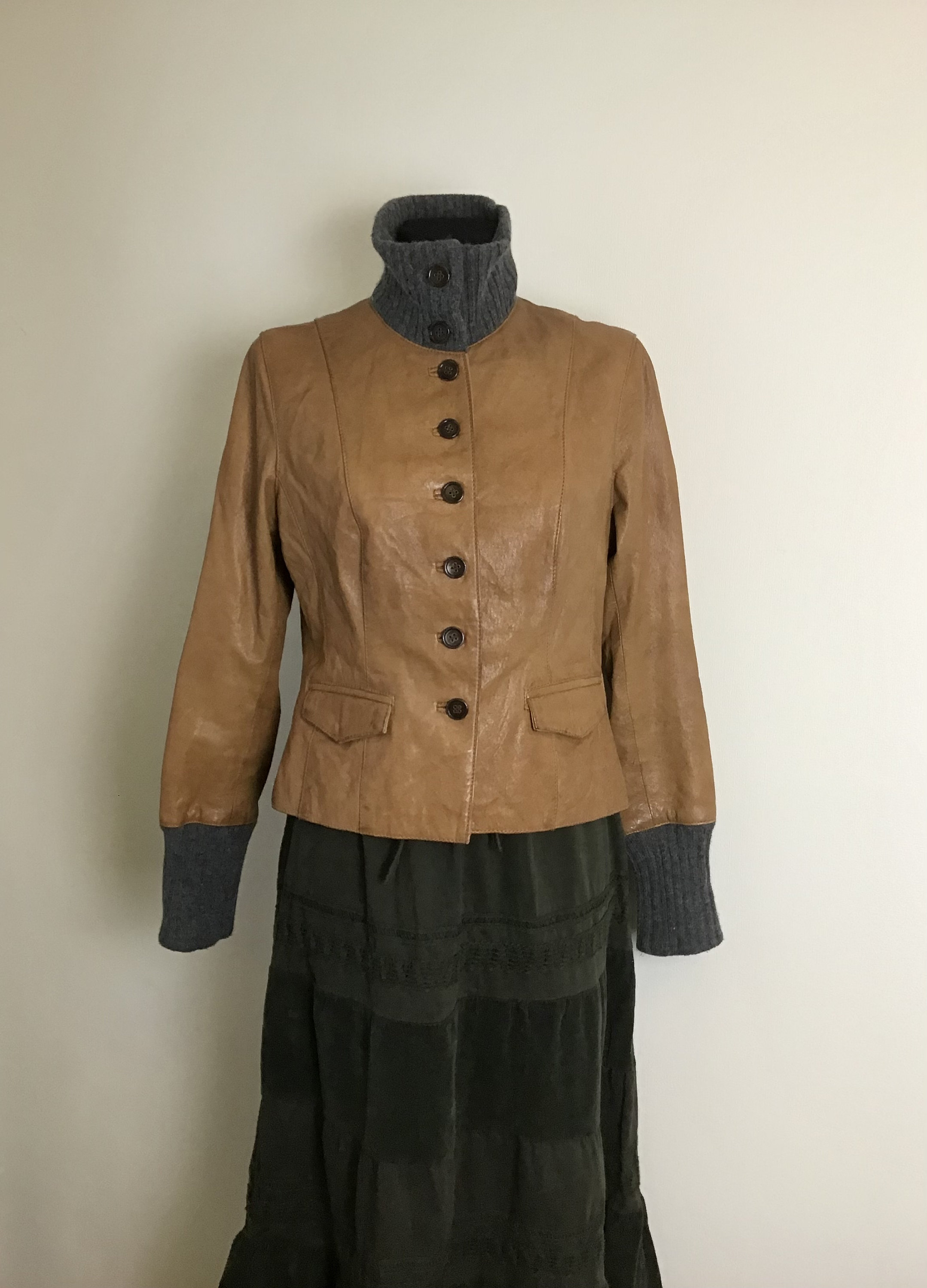 Vintage】2way pig leather Beltedjacket