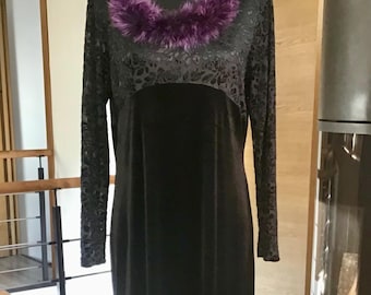 Vintage Size L Black  Party Dress Velvet Coctail Dress Evening Dress Prom Dress Evening Gown by Jacqueline de Young