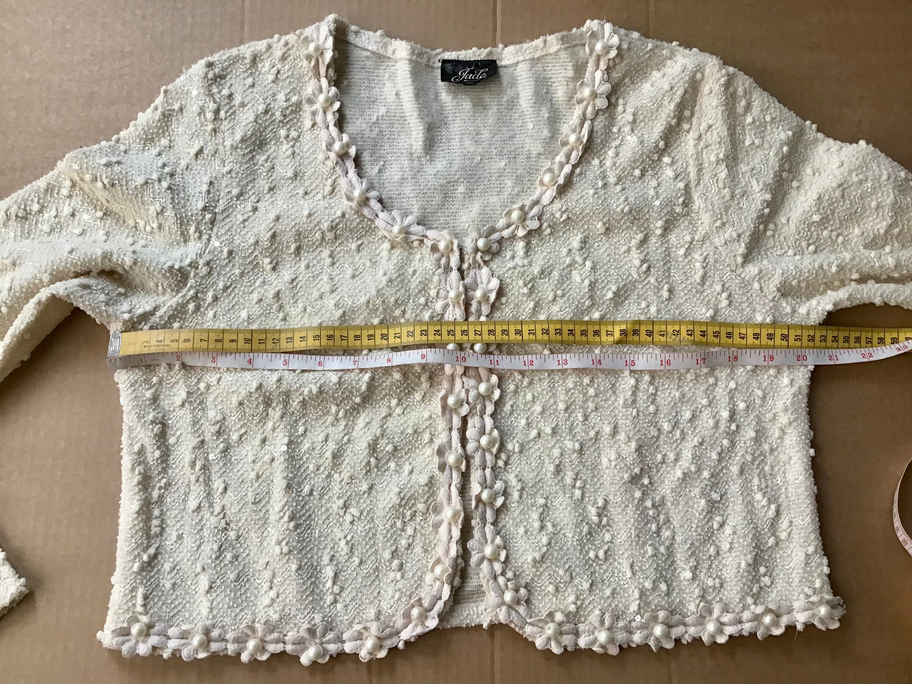 Vintage Size XL Ivory Cropped Cardigan Coctail Evening Bolero Etsy
