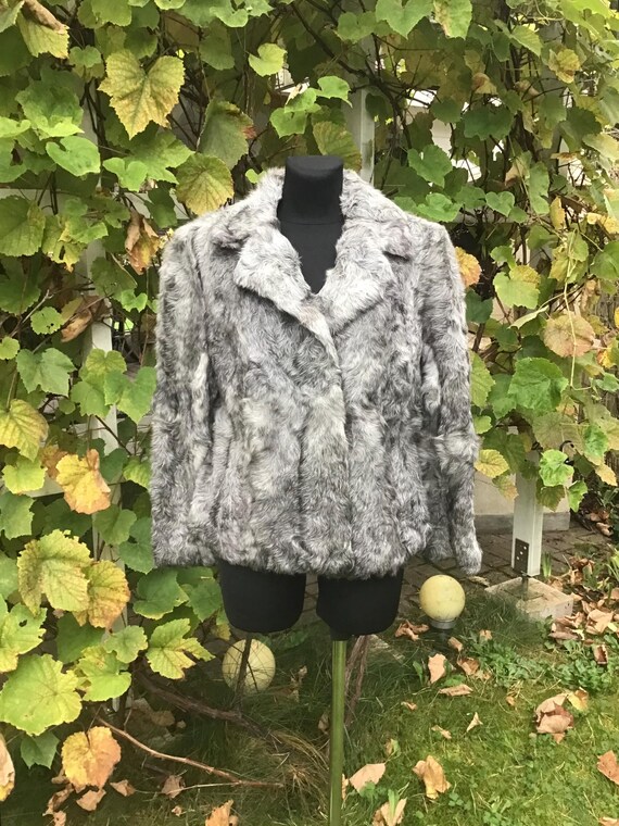 Vintage Women’s Size L Real Fur Jacket Natural Curly Goat Fur Cropped Jacket