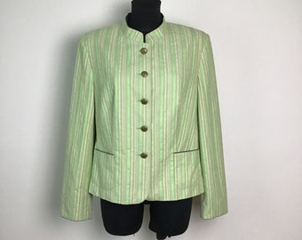 Vintage Woman’s Size XL LANDHAUS Trachten Jacket Yellow & Green Pastel Colours Cotton Blend Dirndl Blazer