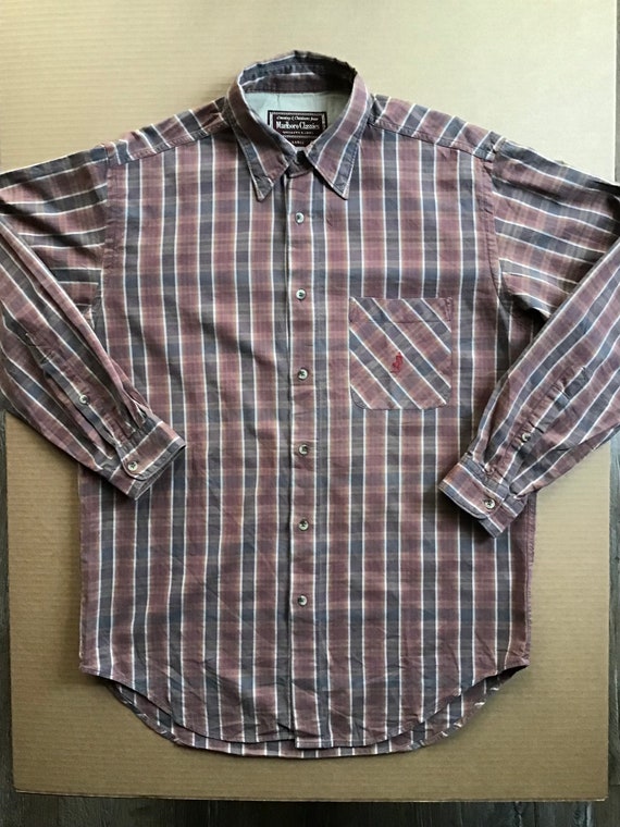 Vintage Size L MARLBORO Classic Men’s Shirt Brown… - image 4