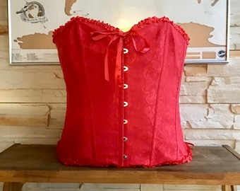 Corpetto corsetto Bohed con corsetto overbust rosso taglia XL vintage