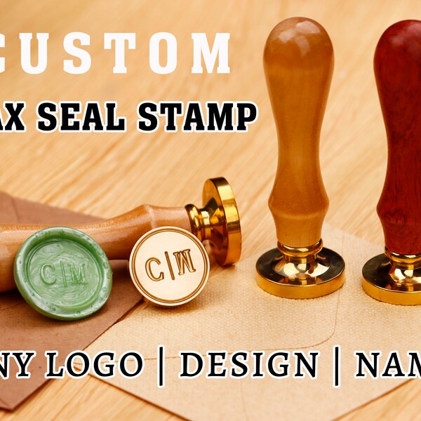 Custom Logo Wax Stamp, Wax Seal Stamp Kit for Wedding Invitation, Personalized Wax Seal, Wax Seal Kit for Custom Gift, Initial Wax Stamp Kit