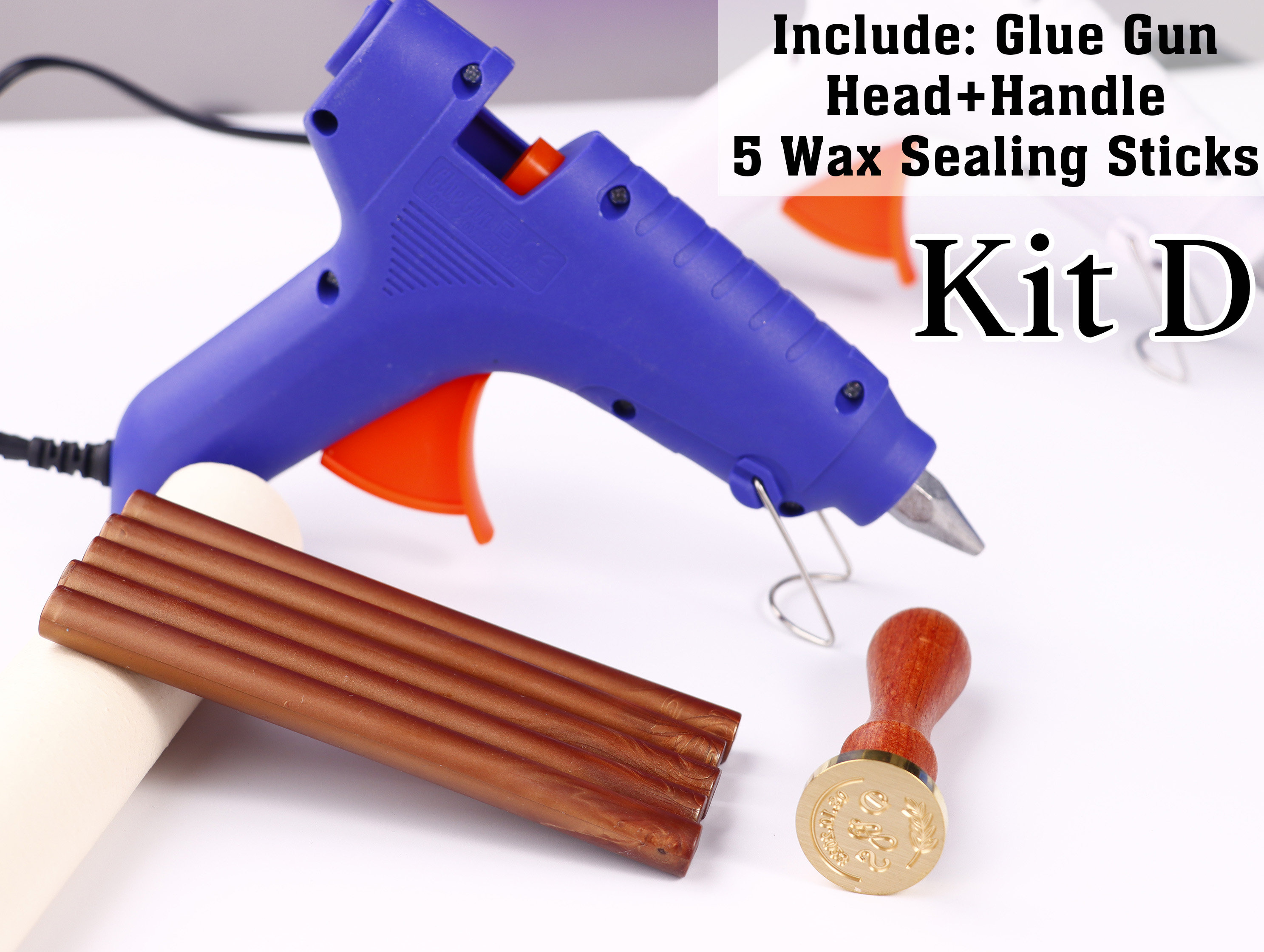 Hot Melt Wax Sealing Glue Gun, Wax Seal Sticks for Glue Gun, Custom Wax Seal Stamp for Wedding Invitation, Wax Stamp for Personalized Gifts