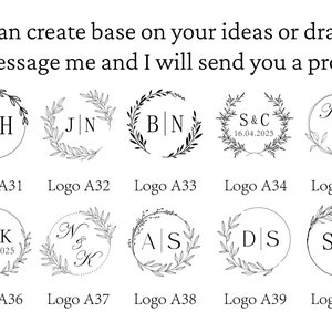 Couples initial logo wax seal stamp, Personalised letter wax stamp seal, Save the date wax seal kit, Custom logo wax stamp for wedding bride zdjęcie 5