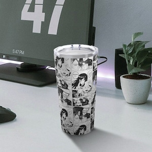 Cute Romantic Moment Hinata and Naruto in Black and White Manga Tumbler 20oz | Valentine | Gift for him and her, Neutral | Anime, Weeaboo
