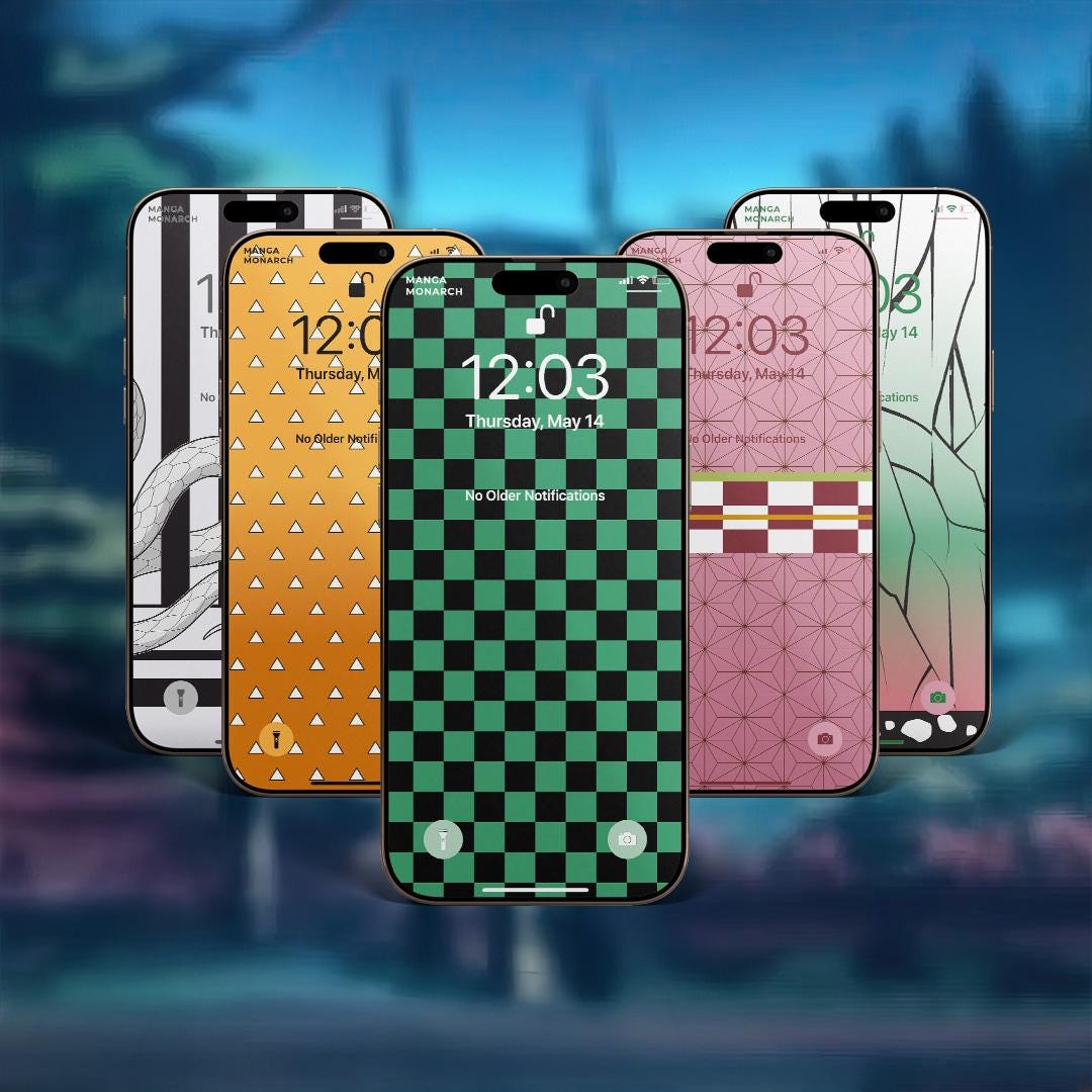 Kimetsu No Yaiba or Demon Slayer Pattern Wallpaper Set | Kamado Tanjiro ...