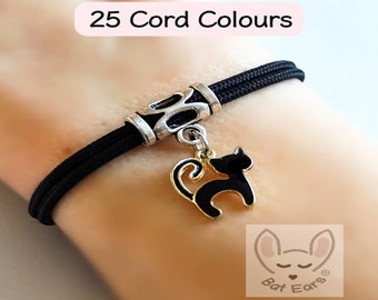 Black Cat Bracelet Black Cat Gift Personalised with Gift Bag Lucky Black Cat Charm Cat Lady Gift