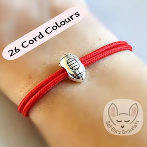 Rugby Ball Bracelet Rugby Charm American Football Charm Adjustable Cord Bracelet 25 Colours