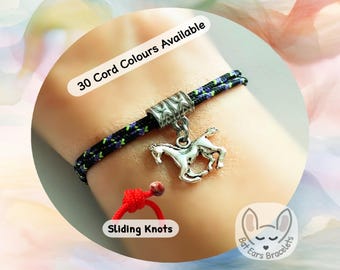Year of the Horse Bracelet, Chinese Zodiac Horse Gift, 1954 1966 1978 1990 2002 2014 2026, Adjustable Cord Bracelet
