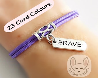 Brave Bracelet Brave Gift Charm You Are Brave Bravery Award Adjustable Cord Bracelet 25 Colours