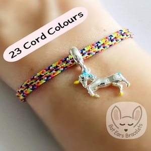 Unicorn Bracelet Unicorn Gift Charm 3d Adjustable Cord Bracelet 25 Colours