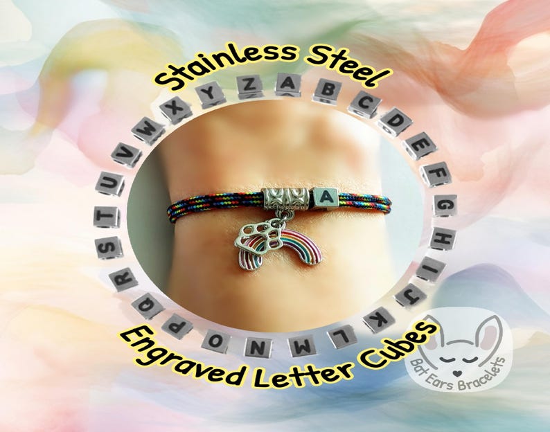 30 CORD COLOURS Rainbow Bridge Pet Memorial Bracelet Paw Print Over the ...