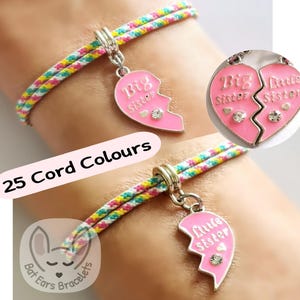 Sisters Bracelets Two Set Sisters Gift Big Sister Little Sister Gift Charm Adjustable Cord Bracelet 25 Colours