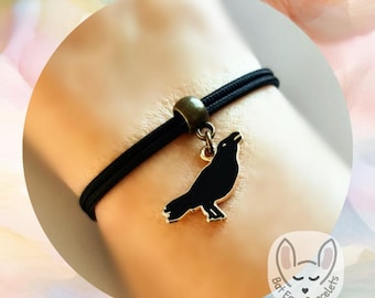 30 CORD COLOURS Crow Bracelet Raven Bracelet Corvid Bracelet Black Crow Charm Gift Gothic Adjustable Cord Bracelet Personalised Gift