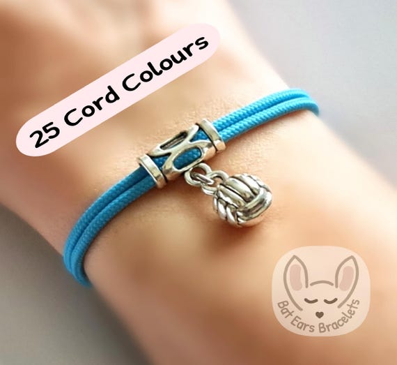 25 CORD COLOURS: Volleyball Bracelet Volleyball Gift Charm Adjustable Cord  Bracelet