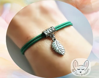 30 CORD COLOURS Leaf Bracelet Leaf Charm Turn Over a New Leaf Gift New Start Adjustable Cord Bracelet Personalised Gift