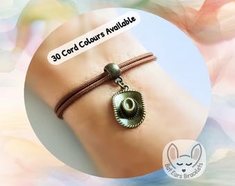 Cowboy Hat Bracelet Cowboy Stetson Cowgirl Hat Charm Western Line Dancer Adjustable Cord Bracelet Personalized Gift